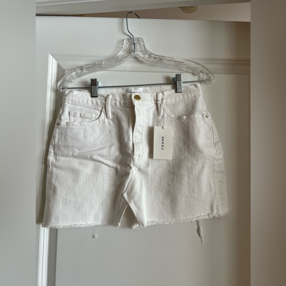 Women’s FRAME denim white cutout skirt NWT